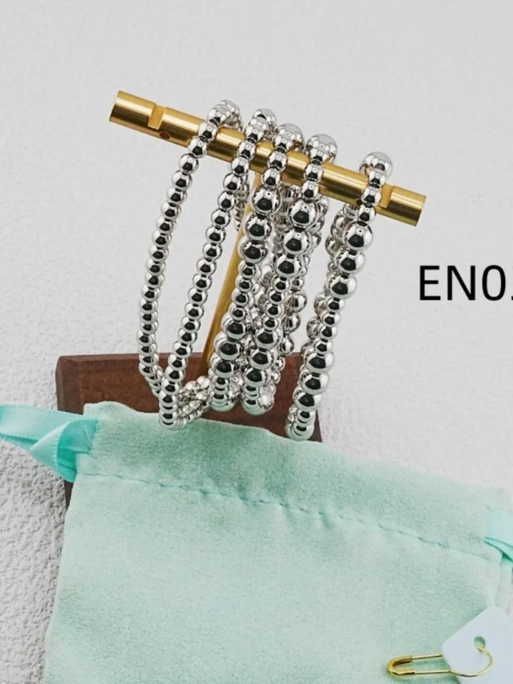 Enewton Platinum Bead Five-Piece Bracelet Set